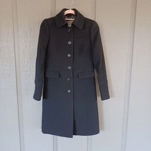 J Crew Double Cloth Metro Wool Blend Coat Size 00 In Black Long Sleeve Preppy - Picture 1 of 19