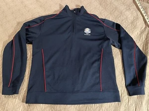 Ryder Cup Jacket Mens Large Hazeltine Blue Pullover Over 1/4 Zip Cutter & Buck - Picture 1 of 8