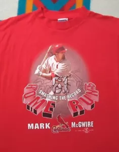 Vintage Mark McGwire Caricature Shirt "Smashing the Record" 61 Home Runs Large - Picture 1 of 5