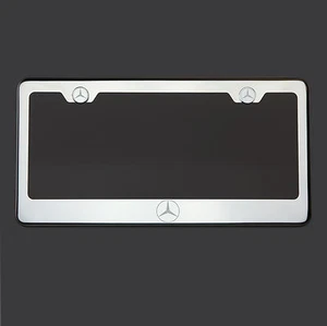 Mirror Chrome Mercedes Benz Logo Laser Etched StainlessSteel License Plate Frame - Picture 1 of 6