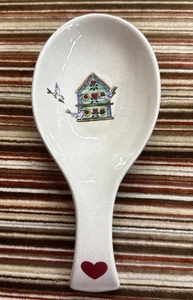 Thompson Pottery Tableware Birdhouse Spoon Rest Rustic Kitchen Blue Red - Picture 1 of 4