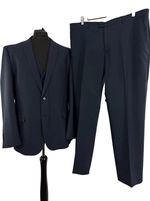 Traje de 3 piezas Fellini Slaters para hombre 46 en pecho 38W 29,5L azul marino a medida Foto 1 de 4