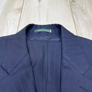 Lauren Ralph Lauren 2 Piece Striped Suit 100% Wool Navy Blue Men Size 44R 36X27 - Picture 1 of 20