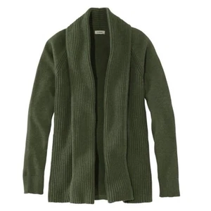 LL Bean Basil Green Shaker Stitch Open Front Cotton Cardigan Sweater Size 2X - Picture 1 of 9