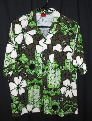 Camisa Hawaiana Sears Kings Road Vintage Tela de Corteza Estampado Floral Grande Foto 1 de 4