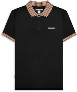Lambretta Gingham Collar Polo Black 4028 - Picture 1 of 2