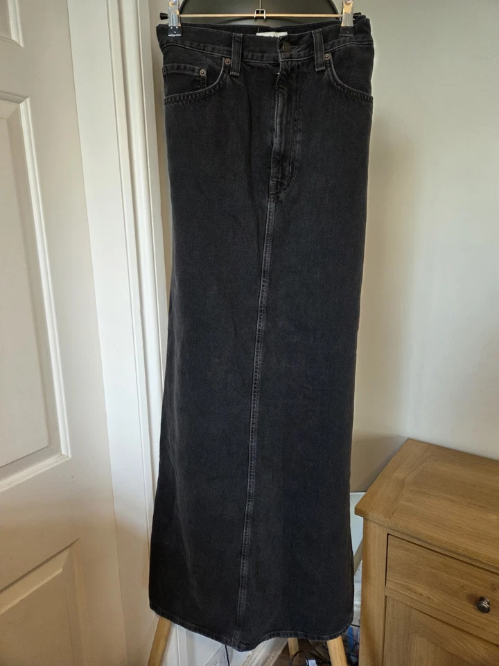 COS Denim Skirt Women UK 12 EU 40 Black Maxi High Waist Long Capsule Minimalist  - Image 1 of 4