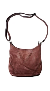 Born X5401 Womens Brown Leather Stitched Crossbody Bag - Picture 1 of 4
