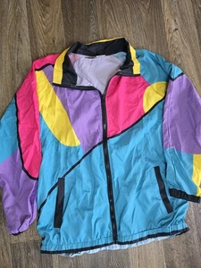 Funny Guy Creations Retro 80er Windbreaker Colorblock Jacke Gr. S Nylon - Bild 1 von 9