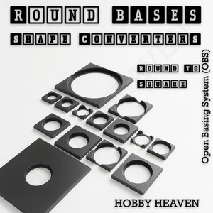 Wargaming Round to Square Bases Sizes Converters Wargaming 3d Print - Picture 1 of 114
