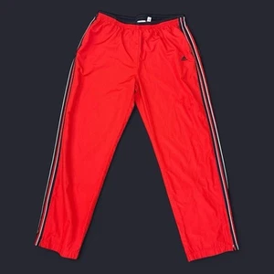 Adidas Track Pants Mens xl Red Classic 3 Stripe Straight Leg Pockets Y2K - Picture 1 of 3
