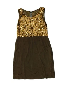 DKNY Womens A-Line Dress US 4 Small Brown Colourblock Silk LJ09 - Picture 1 of 3