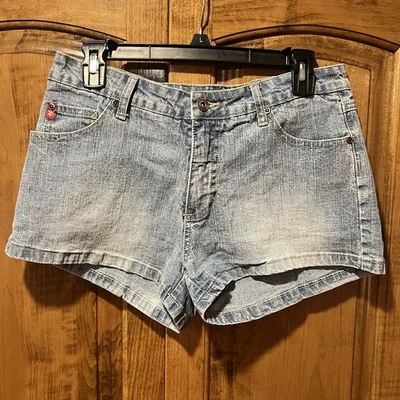 Pantalones Cortos SouthPole Mujer Botín Y2K Talla 11 Azul Denim Elastizados Tiro Bajo Foto 1 de 4