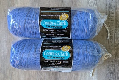 复古 Coats & Clark The Pounder Worsted 重量/4 层 2 件装 #184 海蓝 — 第 1/4 张图片