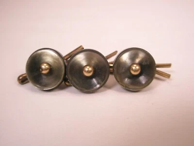 7/16" Gray Round Mother of Pearl Vintage Formal Tuxedo Prom Shirt Stud set c321 - Image 1 of 4