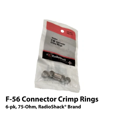 6-pk 75-Ohm F-56 Connector Crimp Rings, RadioShack® Brand 278-0217 (in bag) - Image 1 of 4