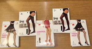 HANES/LEGGS…Black Thigh Sheer Stockings/Nude Pantyhose…LINGERIE…Lot of 6…NEW