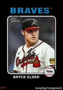 2024 Topps Heritage Chrome Black Refractors #329 Bryce Elder 21/75 BRAVES - Picture 1 of 2