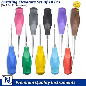 Luxating Root Elevators Oral Surgery Tooth Extracting Extraction Dental Set 10Pc - Picture 1 of 5