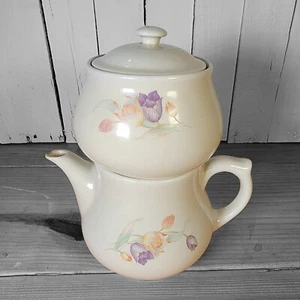 Dripolator Teapot Coffee Pot HALL CHINA COMPANY Tulip Kadota floral 4 PC VTG - Picture 1 of 24