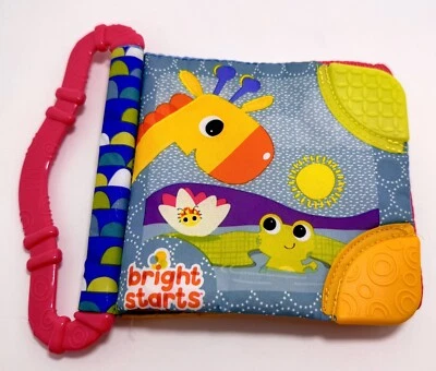 Libro de juguete para niños Bright Starts tela suave jirafa rana selva arrugado mordedor bebé Foto 1 de 4