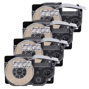 Cartucho de cinta transparente 4PK negro sobre XR-18X para impresora de etiquetas Casio KL-120 EZ - Imagen 1 de 10