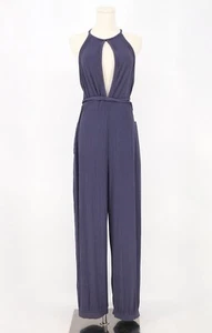 NWT FREE PEOPLE MOVEMENT Halter Neck Keyhole Front Viscose Purple Jumpsuit Sz M - Picture 1 of 10