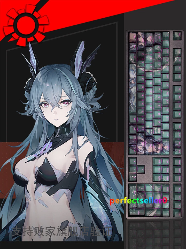 lamia GRAY RAVEN:PUNISHING Keycap PBT Sublimation Cherry MX 108 Keys For Keypads - Image 1 of 4