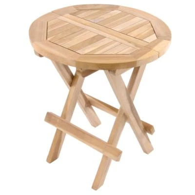 DIVERO Hocker Beistelltisch Blumenbank Holz Teak klappbar unbehandelt Ø 40 cm - Bild 1 von 4