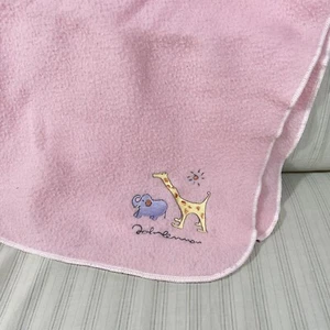 RARE Vintage Carter's John Lennon Baby Blanket Girl Pink Fleece Soft Giraffe S1 - Picture 1 of 6