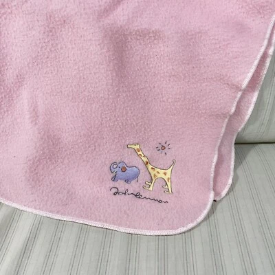 RARE Vintage Carter's John Lennon Baby Blanket Girl Pink Fleece Soft Giraffe S1 - Image 1 of 4
