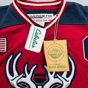 Cabela’s Jersey Mens Medium #61 Wild Bucks Mondetta Sport Red Blue - Picture 1 of 12