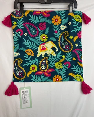 NWT Chumbak Embellished Printed Pillow Case with Tassel Multicolor Boho - Image 1 of 4