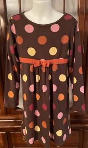 EUC Gymboree Puurfect Autumn - Autumn Kitty Brown “Bow Polka Dot” Dress Size 7 - Picture 1 of 3