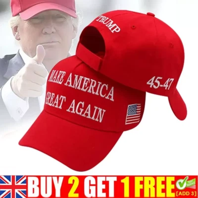 President Donald Trump 45-47 2024 Make America Great Again MAGA UK Red hat cap