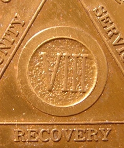 Alcoholics Anonymous 8 Year AA BACK Bronze Medallion Serenity  Chip Token Coin - Picture 1 of 5