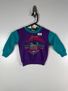 Vtg Kids Connection Kids Unisex Marlin Fishing Sweatshirt Purple Sz 3T 12.5x13.5 - Picture 1 of 10