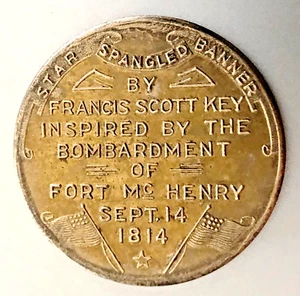 VTG Historic Token FRANCIS SCOTT KEY Star Spangled Banner; Ft McHenry Baltimore - Picture 1 of 2