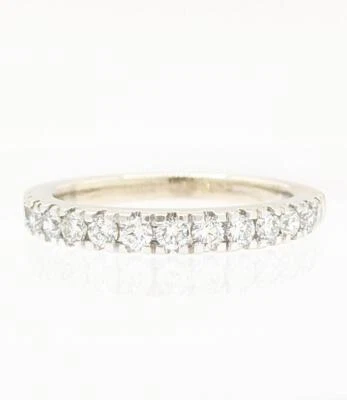 14K Solid White Gold 2.9g Diamond Anniversary Wedding Band Stackable Ring Size-6 - Image 1 of 4