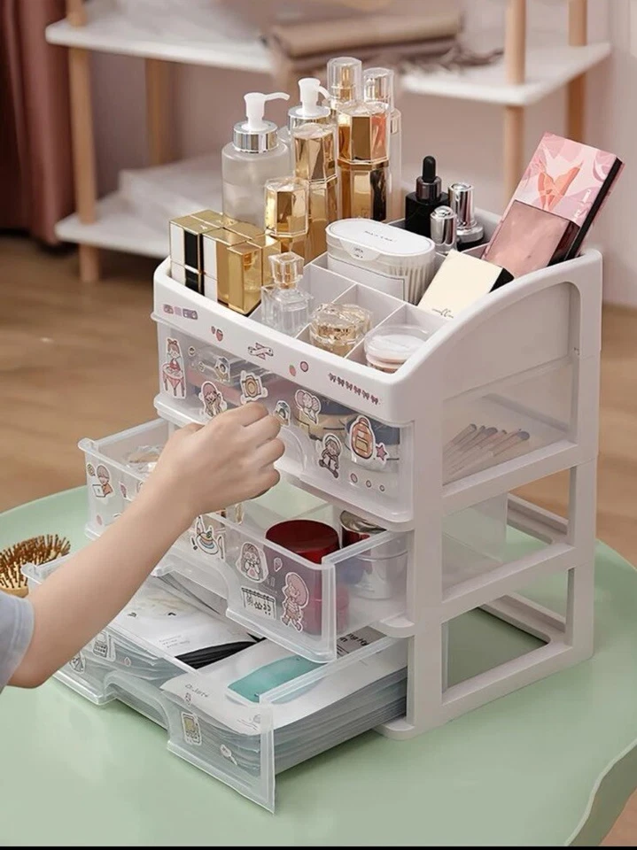 Caja de almacenamiento de cosméticos transparente cajón multicapa pinceles de maquillaje lápiz labial soporte Foto 1 de 4