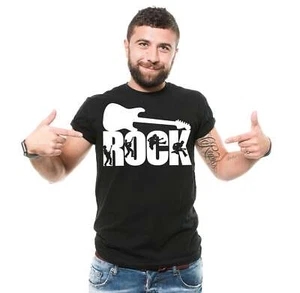 Mens Rock Guitar Shirt Rock And Roll Shirt Music T-Shirt Music Band Rock Shirt - Picture 1 of 8