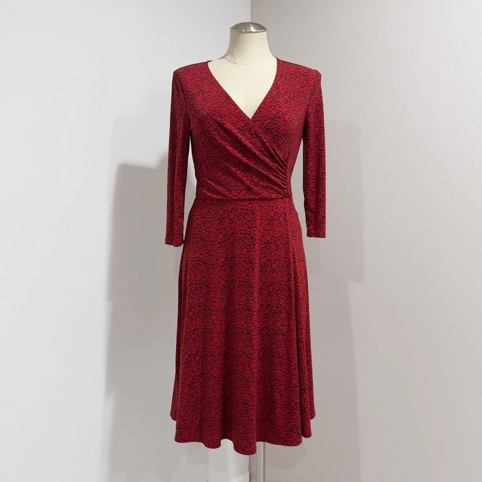 Vestido midi envolvente sintético manga 3/4 estampado multicolor Max & Cleo para mujer talla SP Foto 1 de 4