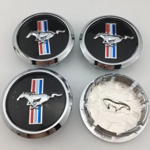 Tapacubos centrales de rueda de coche de 68 mm 4 piezas borde cromado caballo para correr para Ford Mustang - Imagen 1 de 2