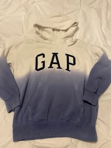 Gap White Blue Two Tone Hooded Long Sleeve Pullover Sweatshirt Kids 12 X Large - Picture 1 of 5