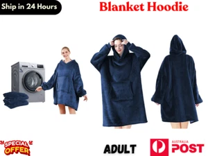 Adult Blanket Hoodie Ultra Plush Comfy Giant Sweatshirt Fleece Warm Hooded - Picture 1 of 6