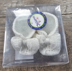 Baby Girl Clothes New Jefferies Socks Newborn White Knit Bow Booties - Picture 1 of 2