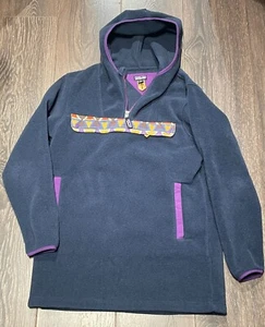 Patagonia Synchilla Cagoule Pullover Kids XL 14 Blue Hooded Fleece Zip Anorak - Picture 1 of 7