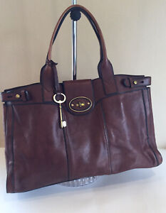 Fossil Tote Purse Brown Leather Extra Large Size 19” W x 12” H