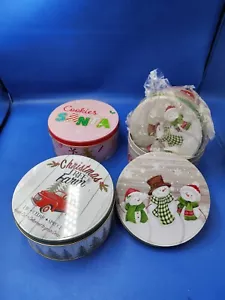 6.5 inch Christmas tins, cookie tins, storage tins, christmas cookie tins - Picture 1 of 5