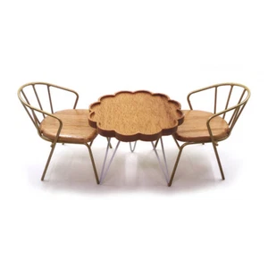 3PC 1:12 Scale Dolls House Miniatures Furniture Coffee Table Chairs Living Room - Picture 1 of 12